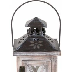 Lanterne En Bois Bougeoir Vintage Lanternes à Bougie Décorative Pour Rustique Mariage Centre De Table Suspendu Lanterne Ferme Décor à La Maison Intérieur Et Extérieur Lanterne Décor 28cm -ATMOSPHERA || VIDAXL || Safavieh Soldes 58347682 4