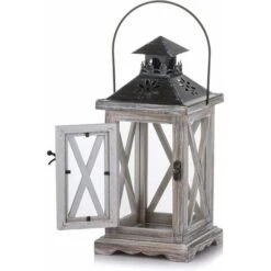 Lanterne En Bois Bougeoir Vintage Lanternes à Bougie Décorative Pour Rustique Mariage Centre De Table Suspendu Lanterne Ferme Décor à La Maison Intérieur Et Extérieur Lanterne Décor 28cm -ATMOSPHERA || VIDAXL || Safavieh Soldes 58347682 5