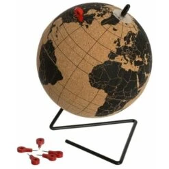 Globe Terrestre En Liège 15cm Avec 6 Pins - Marron - SILUMEN