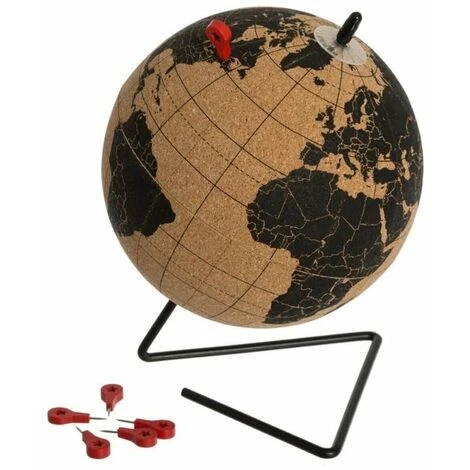 Globe Terrestre En Liège 15cm Avec 6 Pins - Marron - SILUMEN 3 Globe Terrestre En Liège 15cm Avec 6 Pins - Marron - SILUMEN