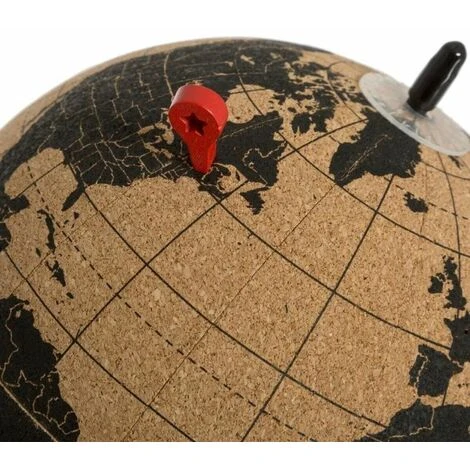 Globe Terrestre En Liège 15cm Avec 6 Pins - Marron - SILUMEN 5 Globe Terrestre En Liège 15cm Avec 6 Pins - Marron - SILUMEN – Image 3