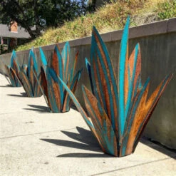 Agave En Fer Forgé Plante Artisanat Tequila Décor à La Maison Jardin Décoration Ornements Mer Glace Couleur 65 Cm