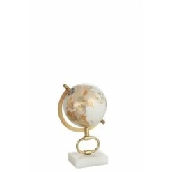 GLOBE SUR PIED MARBRE BLANC / METAL OR SMALL 26,5 Cm