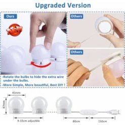 MINKUROW Lumière De Miroir Kit De 14 Ampoules Pour Coiffeuse Maquillage, Miroir Led Hollywood Dimmable, Lampe Coiffeuse Usb Avec Interrupteur Et Câble, 3 Couleurs Et 10 Luminosité, Eclairage Adhesif 7 MINKUROW Lumière De Miroir Kit De 14 Ampoules Pour Coiffeuse Maquillage, Miroir Led Hollywood Dimmable, Lampe Coiffeuse Usb Avec Interrupteur Et Câble, 3 Couleurs Et 10 Luminosité, Eclairage Adhesif -ATMOSPHERA || VIDAXL || Safavieh Soldes 59478935 2