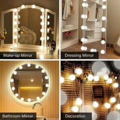 MINKUROW Lumière De Miroir Kit De 14 Ampoules Pour Coiffeuse Maquillage, Miroir Led Hollywood Dimmable, Lampe Coiffeuse Usb Avec Interrupteur Et Câble, 3 Couleurs Et 10 Luminosité, Eclairage Adhesif 9 MINKUROW Lumière De Miroir Kit De 14 Ampoules Pour Coiffeuse Maquillage, Miroir Led Hollywood Dimmable, Lampe Coiffeuse Usb Avec Interrupteur Et Câble, 3 Couleurs Et 10 Luminosité, Eclairage Adhesif -ATMOSPHERA || VIDAXL || Safavieh Soldes 59478935 4