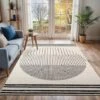 SURYA Tapis De Salon à Poils Courts Et Doux Scandinave Hygge Blanc Et Noir 130x170 Cm