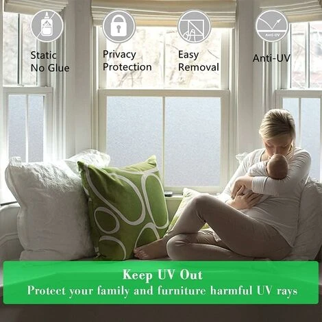 Déstockage Film Fenetre Anti Regard Film Occultant Fenêtre Film Dépoli Vitre Fenêtre Film Electrostatique Opaque Pour Vitre Brise Vue Fenetre Maison Salle De Bain Chambre (Blanc, 45X200) 4 Déstockage Film Fenetre Anti Regard Film Occultant Fenêtre Film Dépoli Vitre Fenêtre Film Electrostatique Opaque Pour Vitre Brise Vue Fenetre Maison Salle De Bain Chambre (Blanc, 45X200) – Image 2