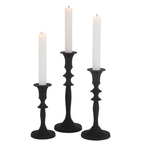 Set De 3 Bougeoir Classique En Aluminium Noir Icka - Lot De 3 4 Set De 3 Bougeoir Classique En Aluminium Noir Icka - Lot De 3 – Image 2
