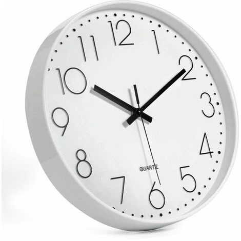 DENUOTOP Pendules Murales Horloge Murale Silencieuse à Quartz Moderne De 12 Pouces Avec Horloges Murales En Chiffres Arabes Sans Cocher Décoration D'accessoires Pour La Maison (blanc) 4 DENUOTOP Pendules Murales Horloge Murale Silencieuse à Quartz Moderne De 12 Pouces Avec Horloges Murales En Chiffres Arabes Sans Cocher Décoration D'accessoires Pour La Maison (blanc) – Image 2