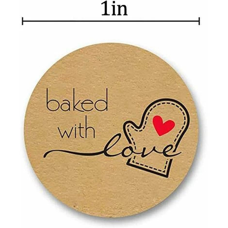 DENUOTOP Étiquettes Générales 500pcs Kraft Baked With Love Stickers Rond Etiquette Handmade Adhésif Stickers Rouleau D'étiquettes Baking Sticker Self-Adhesive Label Pour Cadeaux, Projets De Bricolage 4 DENUOTOP Étiquettes Générales 500pcs Kraft Baked With Love Stickers Rond Etiquette Handmade Adhésif Stickers Rouleau D'étiquettes Baking Sticker Self-Adhesive Label Pour Cadeaux, Projets De Bricolage – Image 2