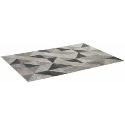 HOMCOM Tapis Effet Tie And Dye Style Graphique Aspect Cachemire - Dim. 2,3L X 1,6l M - 100% Polyester - Gris Noir Blanc