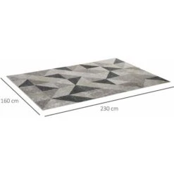 HOMCOM Tapis Effet Tie And Dye Style Graphique Aspect Cachemire - Dim. 2,3L X 1,6l M - 100% Polyester - Gris Noir Blanc -ATMOSPHERA || VIDAXL || Safavieh Soldes 60072224 3
