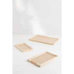 Lot De 3 Plateaux En Rotin Et Bois Arxie SKLUM NATUREL ↑2 Cm -ATMOSPHERA || VIDAXL || Safavieh Soldes 60131410 4