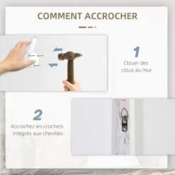 HOMCOM Triptyque Imprimé Et Peint Paysage Tropical - Dim. 90L X 30l Cm (x3) - Décoration Murale - Toile 100% Polyester Structure Bois De Pin Encre Vert Blanc -ATMOSPHERA || VIDAXL || Safavieh Soldes 60352172 5