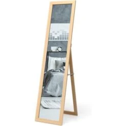 RELAX4LIFE Grand Miroir Sur Pied Chambre 147X29CM Avec Cadre En MDF Et Verre Antidéflagrant, Grand Miroir Mural Rectangulaire Pour Salon Vestiaire Couloir, Miroir Pleine Longueur(Naturel) -ATMOSPHERA || VIDAXL || Safavieh Soldes 60464606 3