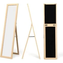 RELAX4LIFE Grand Miroir Sur Pied Chambre 147X29CM Avec Cadre En MDF Et Verre Antidéflagrant, Grand Miroir Mural Rectangulaire Pour Salon Vestiaire Couloir, Miroir Pleine Longueur(Naturel) -ATMOSPHERA || VIDAXL || Safavieh Soldes 60464606 4