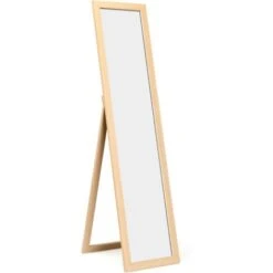 RELAX4LIFE Grand Miroir Sur Pied Chambre 147X29CM Avec Cadre En MDF Et Verre Antidéflagrant, Grand Miroir Mural Rectangulaire Pour Salon Vestiaire Couloir, Miroir Pleine Longueur(Naturel) -ATMOSPHERA || VIDAXL || Safavieh Soldes 60464606 5