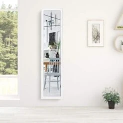 RELAX4LIFE Grand Miroir Sur Pied Chambre 147X29CM Avec Cadre En MDF Et Verre Antidéflagrant, Grand Miroir Mural Rectangulaire Pour Salon Vestiaire Couloir, Miroir Pleine Longueur(Blanc) -ATMOSPHERA || VIDAXL || Safavieh Soldes 60464694 5