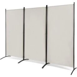 COSTWAY Paravent Sur Pied 3 Panneaux Pliable,Brise Vue，Cloison De Séparation Pièce Protéger Privée, 260 X 183 CM Blanc