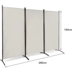 COSTWAY Paravent Sur Pied 3 Panneaux Pliable,Brise Vue，Cloison De Séparation Pièce Protéger Privée, 260 X 183 CM Blanc -ATMOSPHERA || VIDAXL || Safavieh Soldes 61019480 4