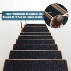 COSTWAY Lot De 15 Marchettes D'Escalier Antidérapant 20 X 76 Cm/Tapis De Protection Autocollants, Sécurité Pour Enfants, Personnes Agées Et Animaux Domestiques Avec Adhésif Réutilisable (Gris)