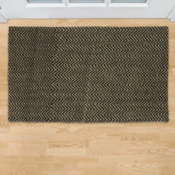 Relaxdays Paillasson En Jute, Tapis De Porte 75 X 45 Cm, Carpette En Tissu, Intérieur, Nature/noir -ATMOSPHERA || VIDAXL || Safavieh Soldes 61313987 2