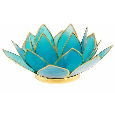 Porte Bougie Fleur De Lotus Bleu Et Or 5 ème Chakra 3 Porte Bougie Fleur De Lotus Bleu Et Or 5 ème Chakra