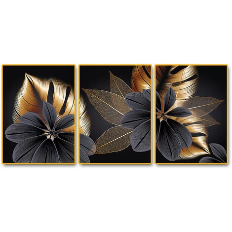 Noir Feuille D'or Toile Peinture Plante Affiche Impression Moderne Décor à La Maison Abstrait Mur Art Peinture Nordique Salon Décoration Photo, BR-Vie (Set Of 1+2+3,40 60cm Noyau De Peinture) 3 Noir Feuille D'or Toile Peinture Plante Affiche Impression Moderne Décor à La Maison Abstrait Mur Art Peinture Nordique Salon Décoration Photo, BR-Vie (Set Of 1+2+3,40 60cm Noyau De Peinture)