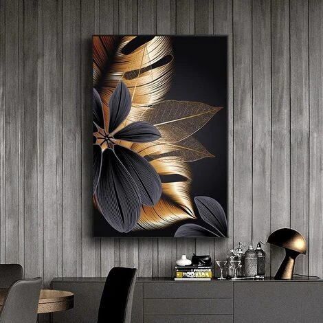 Noir Feuille D'or Toile Peinture Plante Affiche Impression Moderne Décor à La Maison Abstrait Mur Art Peinture Nordique Salon Décoration Photo, BR-Vie (Set Of 1+2+3,40 60cm Noyau De Peinture) 7 Noir Feuille D'or Toile Peinture Plante Affiche Impression Moderne Décor à La Maison Abstrait Mur Art Peinture Nordique Salon Décoration Photo, BR-Vie (Set Of 1+2+3,40 60cm Noyau De Peinture) – Image 5