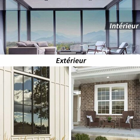 RHAFAYRE Film Miroir Fenêtre Sans Tain Anti Chaleur Anti-Regard Contrôle De La Température Protection De La Vie Privée Film Adhésif Réfléchissant Pour Fenêtre Maison Bureau Magasin (40400cm, Noir-Arg 4 RHAFAYRE Film Miroir Fenêtre Sans Tain Anti Chaleur Anti-Regard Contrôle De La Température Protection De La Vie Privée Film Adhésif Réfléchissant Pour Fenêtre Maison Bureau Magasin (40400cm, Noir-Arg – Image 2