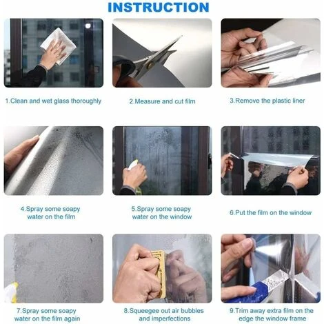 RHAFAYRE Film Miroir Fenêtre Sans Tain Anti Chaleur Anti-Regard Contrôle De La Température Protection De La Vie Privée Film Adhésif Réfléchissant Pour Fenêtre Maison Bureau Magasin (40400cm, Noir-Arg 7 RHAFAYRE Film Miroir Fenêtre Sans Tain Anti Chaleur Anti-Regard Contrôle De La Température Protection De La Vie Privée Film Adhésif Réfléchissant Pour Fenêtre Maison Bureau Magasin (40400cm, Noir-Arg – Image 5