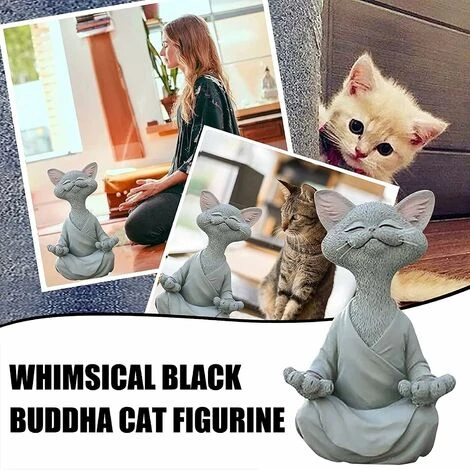 Chat Figurine, Méditation Yoga Chat Heureux, Zen Chat Pose Détendue Sculpture Pour La Maison Extérieure Pelouse Décoration Cadeaux Pour Les Amoureux Des Chats (Ash) 4 Chat Figurine, Méditation Yoga Chat Heureux, Zen Chat Pose Détendue Sculpture Pour La Maison Extérieure Pelouse Décoration Cadeaux Pour Les Amoureux Des Chats (Ash) – Image 2