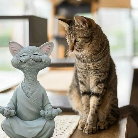 Chat Figurine, Méditation Yoga Chat Heureux, Zen Chat Pose Détendue Sculpture Pour La Maison Extérieure Pelouse Décoration Cadeaux Pour Les Amoureux Des Chats (Ash) 5 Chat Figurine, Méditation Yoga Chat Heureux, Zen Chat Pose Détendue Sculpture Pour La Maison Extérieure Pelouse Décoration Cadeaux Pour Les Amoureux Des Chats (Ash) – Image 3