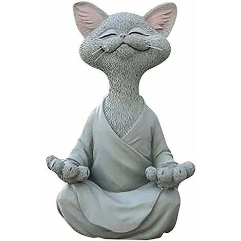 Chat Figurine, Méditation Yoga Chat Heureux, Zen Chat Pose Détendue Sculpture Pour La Maison Extérieure Pelouse Décoration Cadeaux Pour Les Amoureux Des Chats (Ash) 6 Chat Figurine, Méditation Yoga Chat Heureux, Zen Chat Pose Détendue Sculpture Pour La Maison Extérieure Pelouse Décoration Cadeaux Pour Les Amoureux Des Chats (Ash) – Image 4