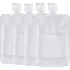 Pochettes De Voyage Vides Rechargeables à Clapet, Bouteilles De Voyage Vides, Pochettes D'emballage Pour Lotion/shampooing/crème Pour Le Visage/savon Pour Les Mains/masque De Boue, Lot De 4