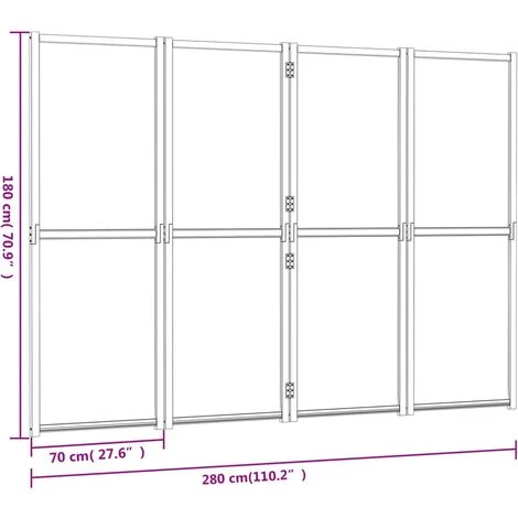 Cloison De Séparation 4 Panneaux Noir 280x180 Cm VidaXL 5 Cloison De Séparation 4 Panneaux Noir 280x180 Cm VidaXL – Image 3
