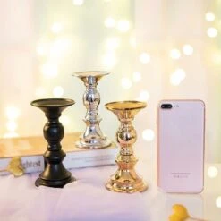 2 Pièces Bougeoirs Pilier En Métal Doré, Mariage, Centres De Chandeliers Pour Bougies De 50mm Avec Décoration De Support Idéal Pour Les Mariages, Événements Spéciaux, Fêtes -ATMOSPHERA || VIDAXL || Safavieh Soldes 65504400 5