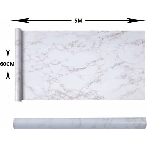 Papier Adhésif Pour Meubles En Marbre 60 Cm X 500 Cm Gris Blanc Papier Peint Auto-adhésif Film Auto-adhésif étanche Pour Comptoirs De Cuisine Salle De Bain 4 Papier Adhésif Pour Meubles En Marbre 60 Cm X 500 Cm Gris Blanc Papier Peint Auto-adhésif Film Auto-adhésif étanche Pour Comptoirs De Cuisine Salle De Bain – Image 2