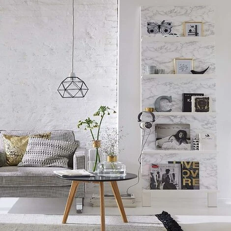 Papier Adhésif Pour Meubles En Marbre 60 Cm X 500 Cm Gris Blanc Papier Peint Auto-adhésif Film Auto-adhésif étanche Pour Comptoirs De Cuisine Salle De Bain 6 Papier Adhésif Pour Meubles En Marbre 60 Cm X 500 Cm Gris Blanc Papier Peint Auto-adhésif Film Auto-adhésif étanche Pour Comptoirs De Cuisine Salle De Bain – Image 4