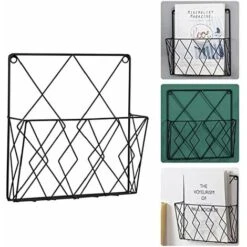 Porte-revues Mural, étagère De Rangement Pour Bibliothèque De Journaux, Paniers En Métal En Fil Noir, étagère De Décoration Pour Bureau, Salon, Chambre à Coucher -ATMOSPHERA || VIDAXL || Safavieh Soldes 65504498 4