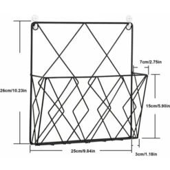Porte-revues Suspendu Porte-revues En Métal, Porte-journaux Panier à Journaux Porte-revues Mural Avec 2 Crochets Pour Magazines, Livres Et Documents De Bureau (Noir) -ATMOSPHERA || VIDAXL || Safavieh Soldes 65505477 2