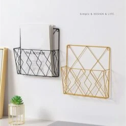 Porte-revues Suspendu Porte-revues En Métal, Porte-journaux Panier à Journaux Porte-revues Mural Avec 2 Crochets Pour Magazines, Livres Et Documents De Bureau (Noir) -ATMOSPHERA || VIDAXL || Safavieh Soldes 65505477 5