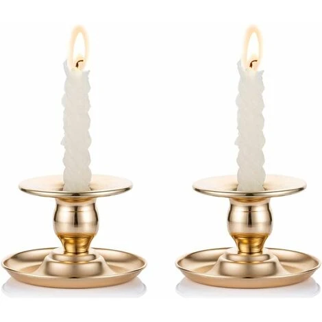 Lot De 2 Bougeoirs En Laiton Doré En Métal Pour Bougies, Chandeliers, Bougies Chauffe-plat Et Bougies Piliers – Pour Vitrine Et Manteau De Cheminée 3 Lot De 2 Bougeoirs En Laiton Doré En Métal Pour Bougies, Chandeliers, Bougies Chauffe-plat Et Bougies Piliers – Pour Vitrine Et Manteau De Cheminée