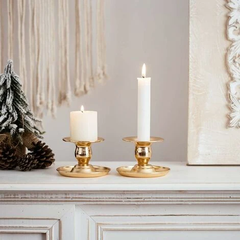 Lot De 2 Bougeoirs En Laiton Doré En Métal Pour Bougies, Chandeliers, Bougies Chauffe-plat Et Bougies Piliers – Pour Vitrine Et Manteau De Cheminée 4 Lot De 2 Bougeoirs En Laiton Doré En Métal Pour Bougies, Chandeliers, Bougies Chauffe-plat Et Bougies Piliers – Pour Vitrine Et Manteau De Cheminée – Image 2