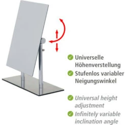 WENKO Miroir Sur Pied à Hauteur Réglable Pinerolo, Utilisation Horizontal Ou Vertical, Acier - Verre, 23x10x27-35 Cm, Chromé 9 WENKO Miroir Sur Pied à Hauteur Réglable Pinerolo, Utilisation Horizontal Ou Vertical, Acier - Verre, 23x10x27-35 Cm, Chromé -ATMOSPHERA || VIDAXL || Safavieh Soldes 6579389 3