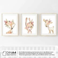Lot De 3 Affiches Pour Chambre D'enfant/bébé Format Décoration Pour Garçon Et Fille Animaux De La Forêt Chevreuil Renard Lièvre Lefou -ATMOSPHERA || VIDAXL || Safavieh Soldes 65843265 4