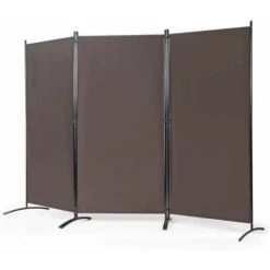 COSTWAY Paravent Sur Pied 3 Panneaux Pliable,Brise Vue，Cloison De Séparation Pièce Protéger Privée, 260 X 183 CM Café