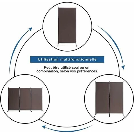 COSTWAY Paravent Sur Pied 3 Panneaux Pliable,Brise Vue,Cloison De Séparation Pièce Protéger Privée, 260 X 183 CM Café 6 COSTWAY Paravent Sur Pied 3 Panneaux Pliable,Brise Vue,Cloison De Séparation Pièce Protéger Privée, 260 X 183 CM Café – Image 4
