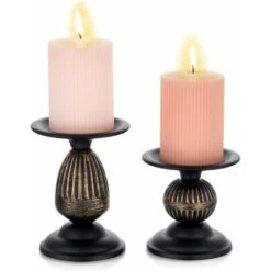 Ensemble De Bougeoirs Vintage En Métal Noir Pour Bougie Pilier Porte-bougeoir Rétro Givré Bougeoir Chandelier Centre De Table Ornements De Table De Noël Pour Décor De Cheminée à Café