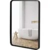 COSTWAY Grand Miroir De Salle De Bain Avec Cadre En Métal Noir, Miroir De Coiffeuse Mural Rectangulaire Arrondi Avec Cadre En Métal Noir Mat, Pour Salle De Bain, Couloir -ATMOSPHERA || VIDAXL || Safavieh Soldes 67275818 1